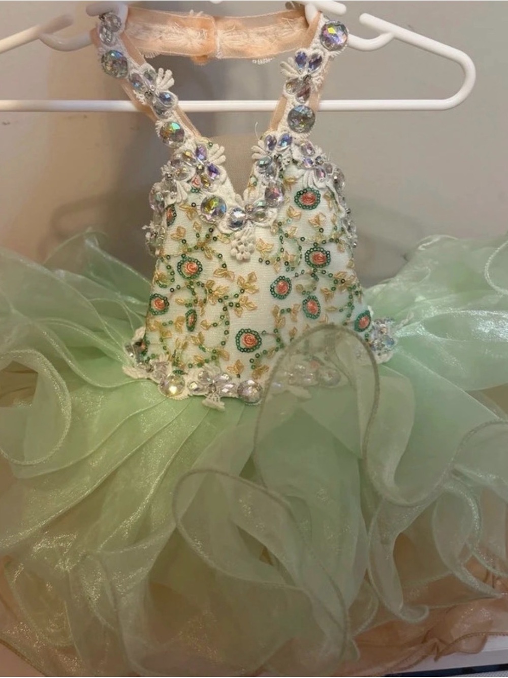 Embellished Pale Green Tulle Flower Girl Dress